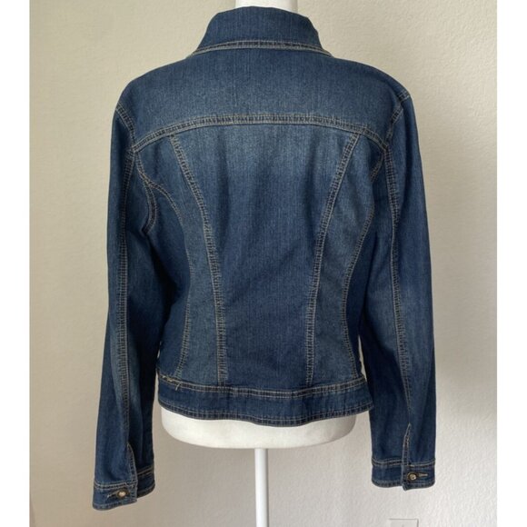 Blue Identity Denim Jacket Large Rhinestone Studded Button - Picture 2 of 5
